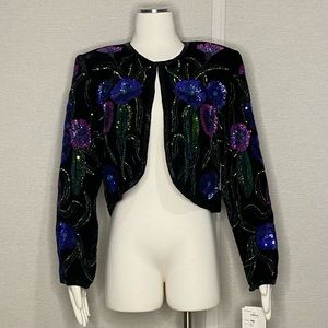 Vintage NWT 80s Nipon Night beaded evening bolero jacket